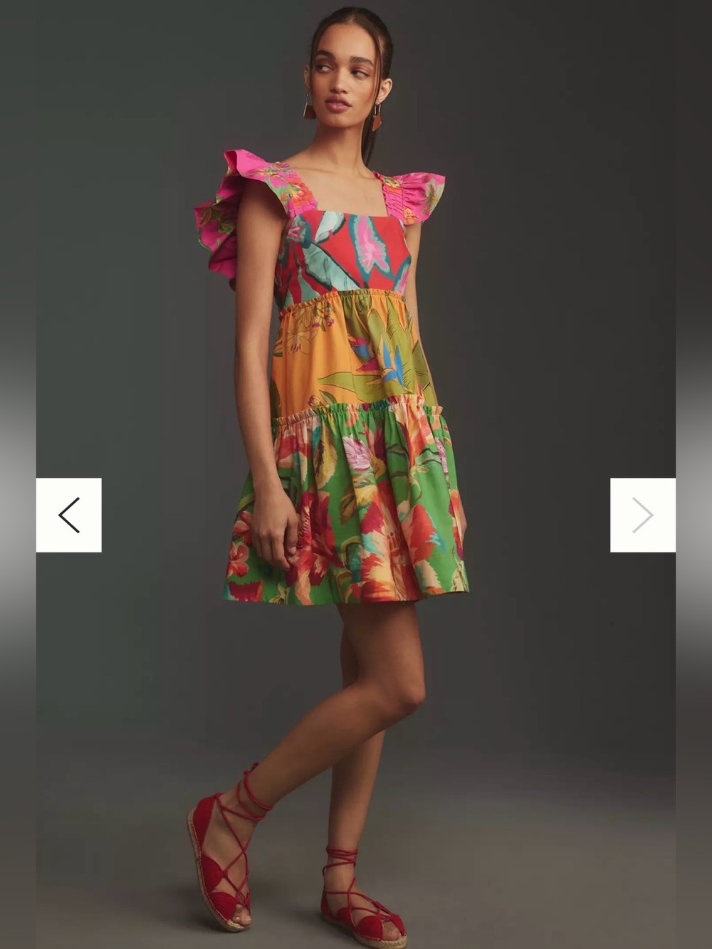 Farm Rio Anthropologie‎ Foliage Mix Mini Dress -Size XL